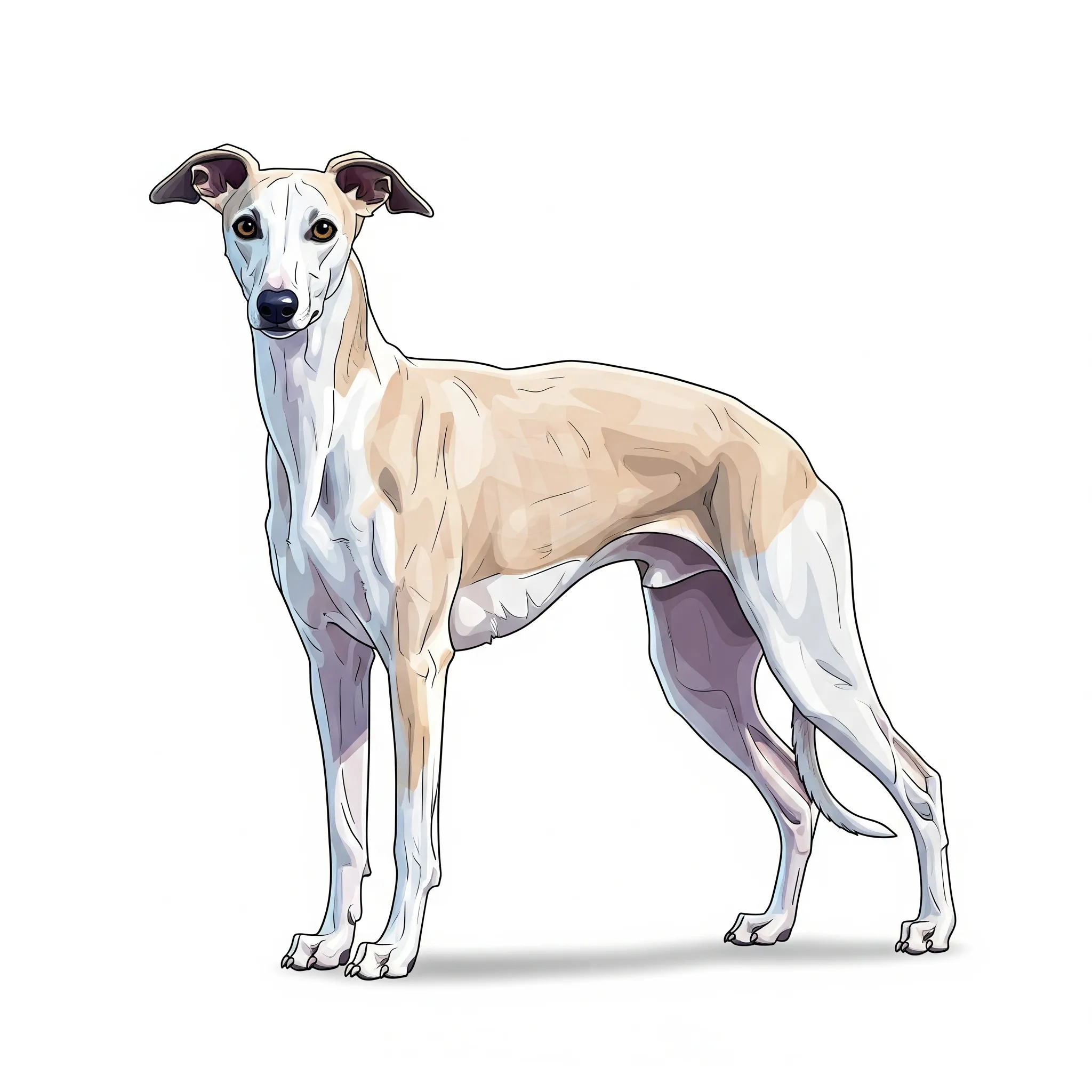 Whippet dog breed - A gentle, sleek, and affectionate racing dog.
